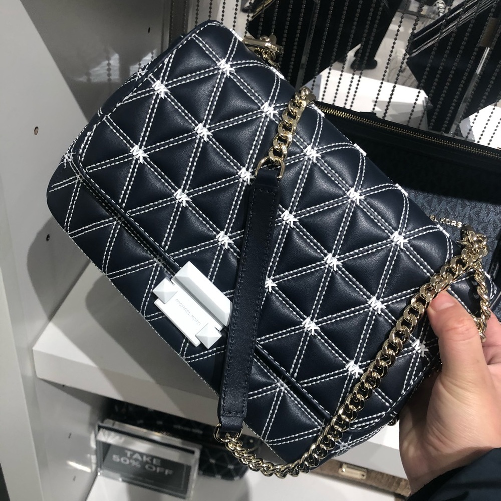 NWT MK LG Admiral Quilted Leather Chain Crossbody